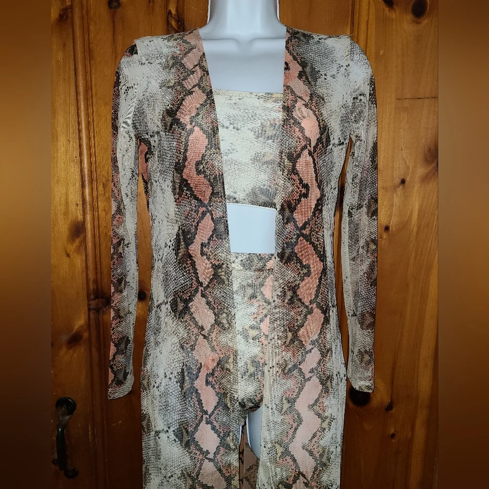 2/$40 NWT 3 piece Fashion Nova bikini coverup set sun suit snake island charmer - Picture 2 of 12